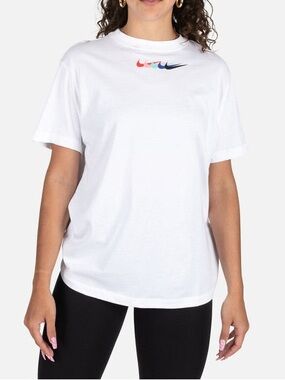 Nike White Tee with Rainbow Swoosh Row